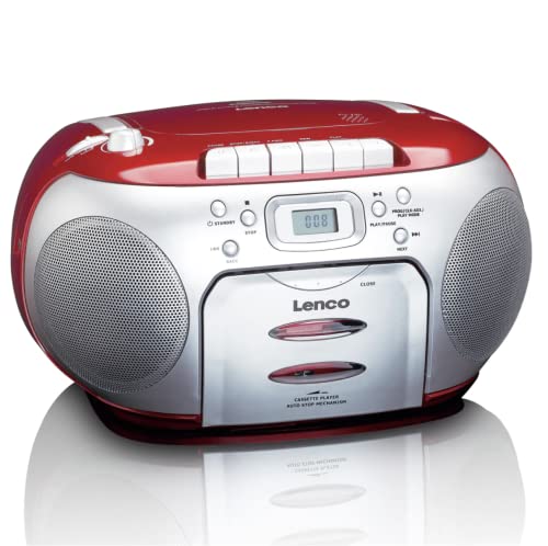 Lenco SCD-42 Rojo, Plata - Radio CD (FM, Jugador, CD,CD-R,CD-RW, Stop automático, Repetir, LCD, Rojo, Plata)