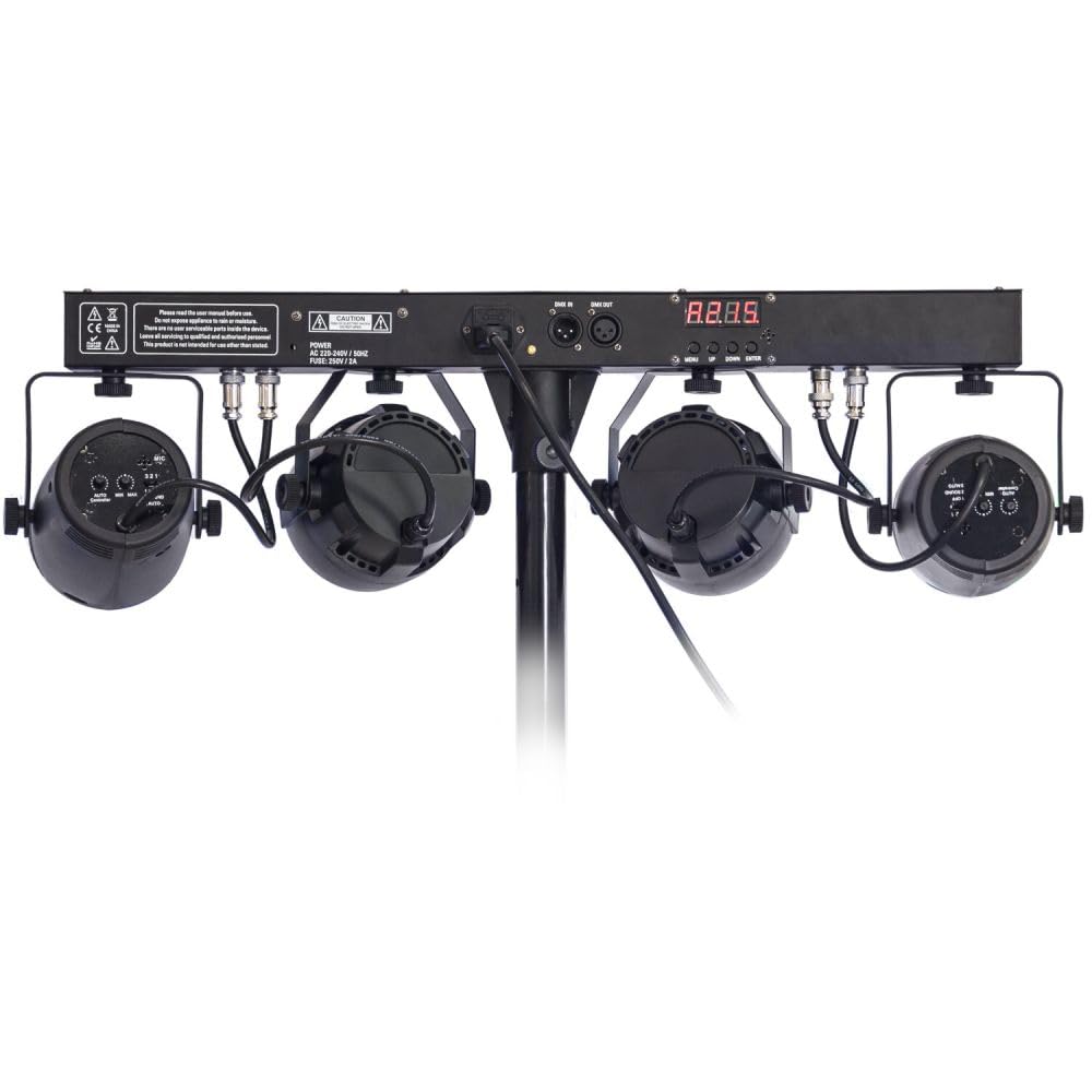 Ibiza - DJLIGHT60 - Soporte de luces con 2 proyectores PAR RGBB & 2 MOON FOWER RGBBBA - Pack LED 4 en 1