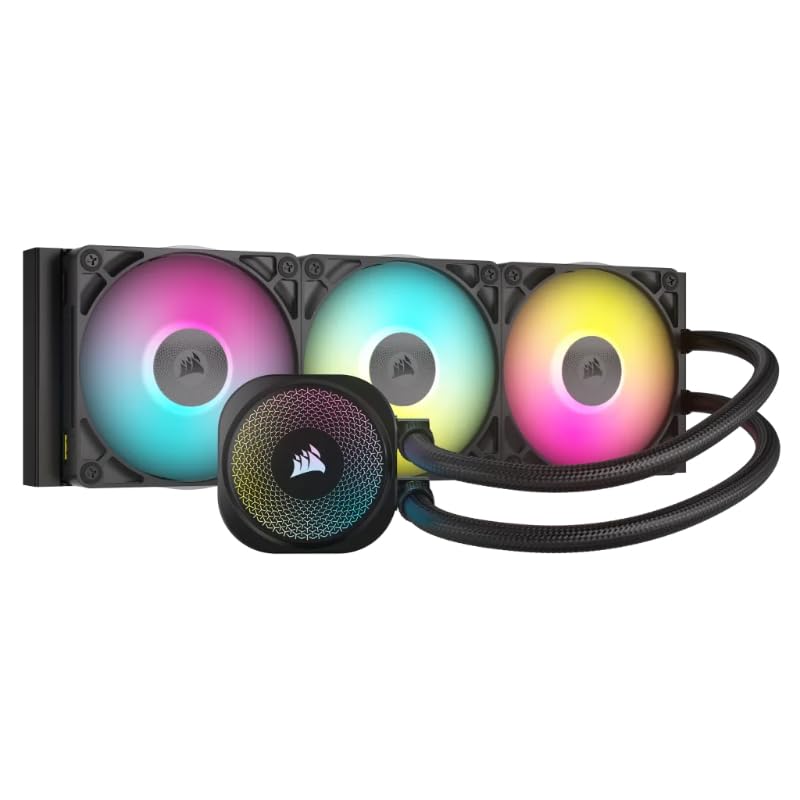 Refrigeración líquida - sistema AIO de 360 mm con iluminación RGB, compatible con diversas sockets, incluye ventiladores de alto rendimiento y bomba eficiente.* #*