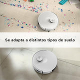 Bosch - Robot Aspirador Spotless +, BCRD1W, aspira y friega, Potencia 11.000 Pa², Almohadilla húmeda Fija, estación Seca, Sistema Inteligente de visión por Infrarrojos, Bosch Home Connect App, Blanco