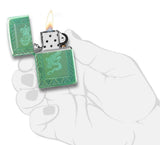 Zippo Elegant Dragon DesignMultiCut/Lustre28129 – Armor HP Green Encendedor, Design, 5,83,81,2 (49054), Armor High Polish Green - Elegant Dragon
