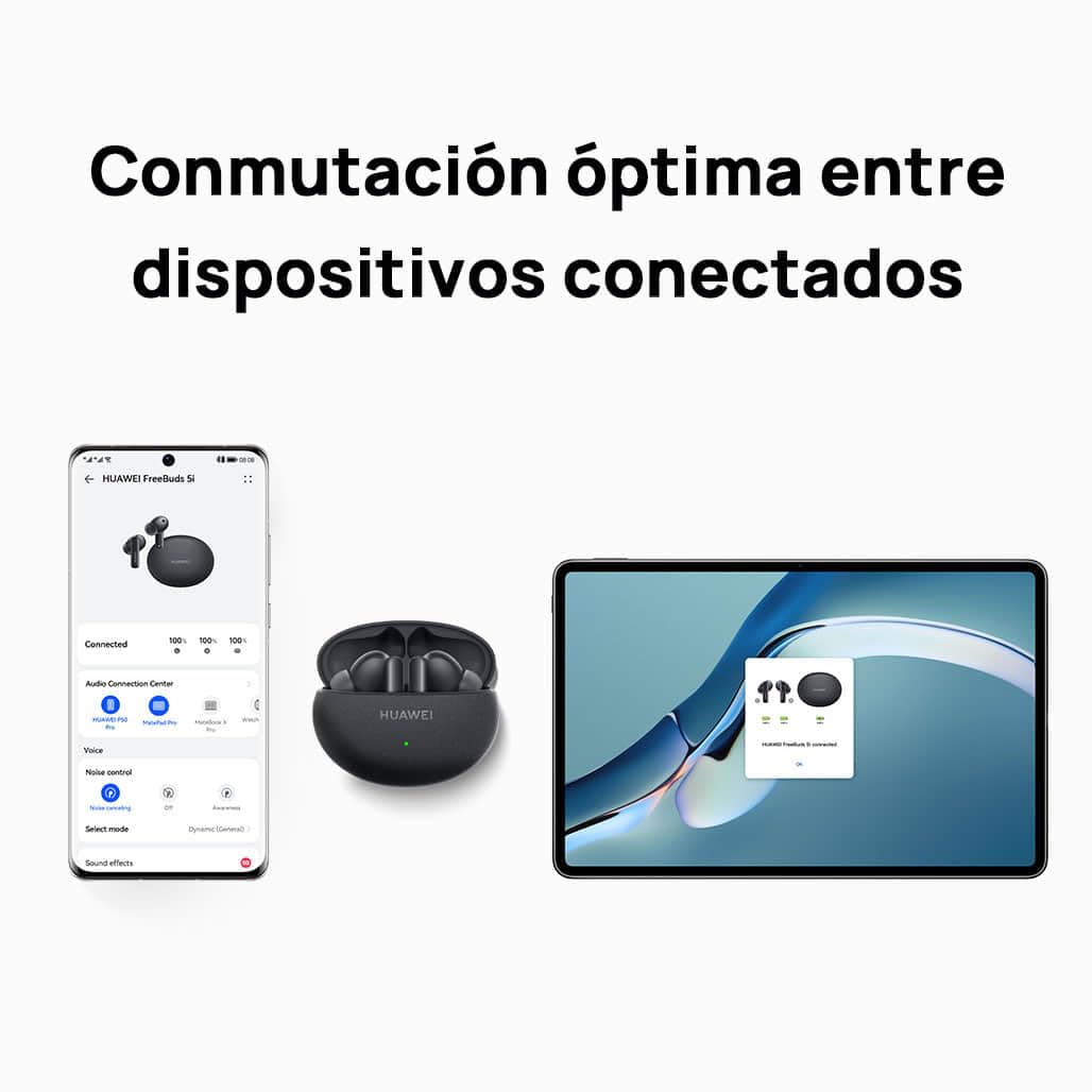 HUAWEI FreeBuds 5I Auriculares Inalámbricos, iOS y Android y Windows, Bluetooth 5.2, Control Deslizar, Hi-Res Audio, 3 Modos ANC, 28 Horas de Batería, IP54, Doble Conexión, Negro