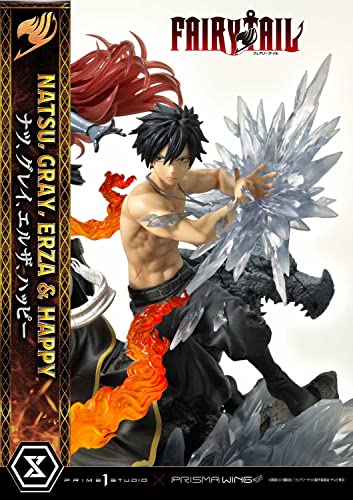 Prime 1 Studio Fairy Tail - Figura Decorativa de Natsu, Gris, Erza, Happy - Figura de Estatua de Lujo, versión 1/7, 57 cm