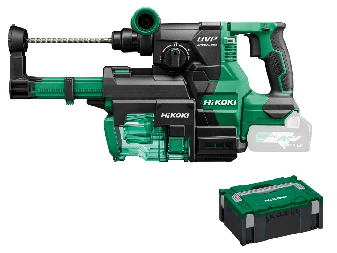 HIKOKI Akku Bohr- und Meißelhammer DH3628DAW3Z, (36V, Volllastschlagzahl 0-4300 min-1, Schlagenergie 3,2 J) (SDS-plus) Basic, Brushless, im HSC II + Staubabsaugung (Ohne Akku und Ladegerät)