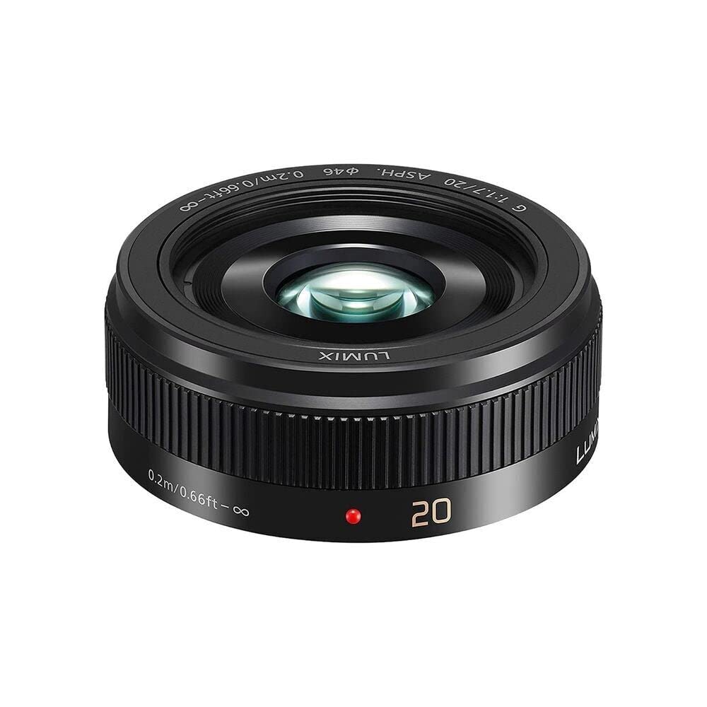 Panasonic LUMIX H-H020AE-K - Objetivo Focal Fija para Cámaras de Montura M4/3 (Focal 20 mm, F1.7, Tamaño Filtro 46 mm, Lentes Asféricas), Negro