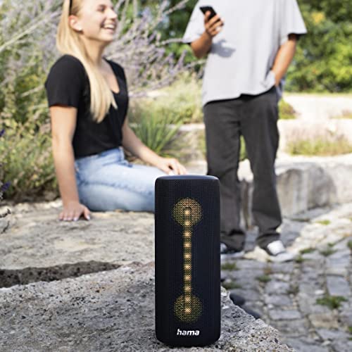 Hama | Altavoz Bluetooth Pipe 3.0 (Altavoz Inalámbrico, Portátil, con Luz LED, 24W, 14h de Autonomía) Color Negro
