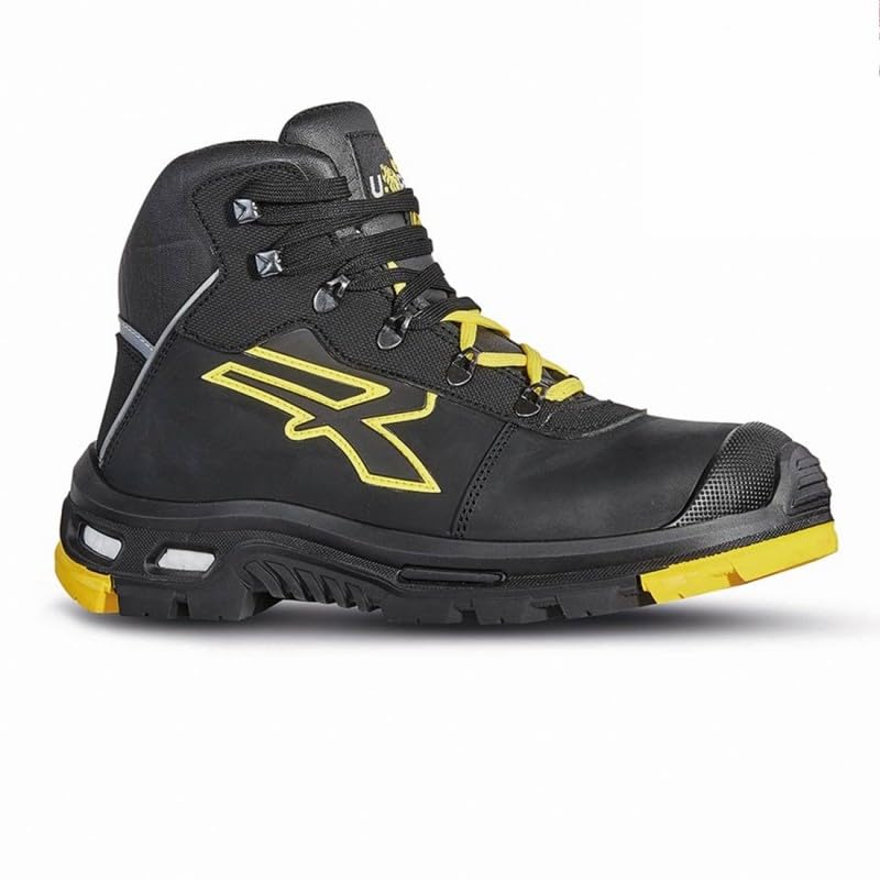 U-Power RL10524 Linea BAU & BUILDING Modelo COSMO Zapatos Altos de Seguridad, S3 HRO HI SRC CI, Negro/Amarillo, 42 Tamaño