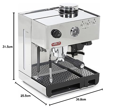 Lelit Anita Máquina de Café - Con Espumador de Leche & Molinillo Integrado - 2,7 litros - PL042EMI-2G80 - Acero Inoxidable Pulido