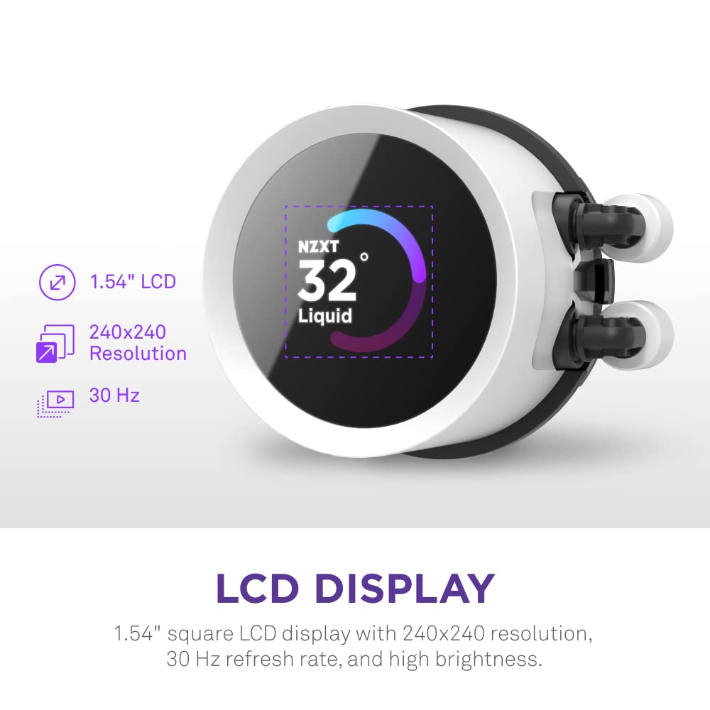 NZXT Kraken 280 RGB - Enfriador líquido de CPU AIO de 11.08 Pulgadas - Pantalla LCD Cuadrada Personalizable de 1.54 Pulgadas para imágenes, métricas de Rendimiento - Bomba de Alto Rendimiento - 2