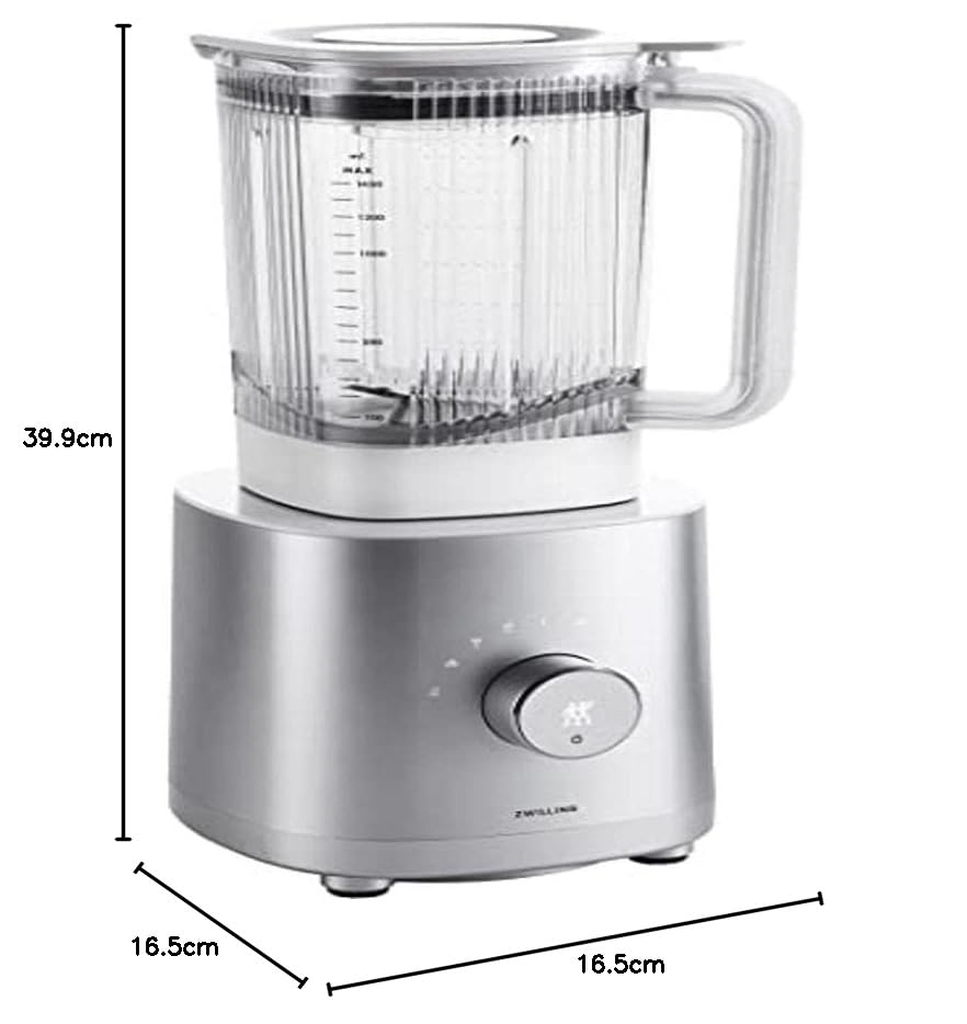 ZWILLING ENFINIGY Batidora universal 1,4l, Preparadora de batidos con cuchilla cruzada de acero inox, Motor de alto rendimiento 1200W, Plata