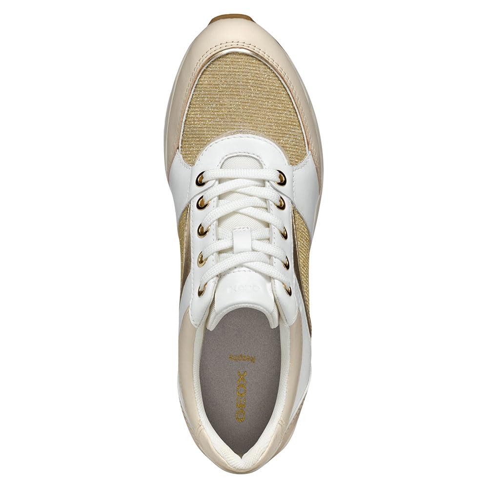 Geox D ZOSMA A, Zapatillas Mujer, White/Lt Gold, 38 EU