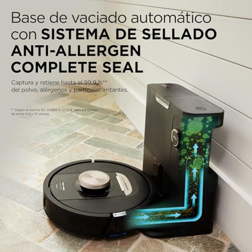 Shark PowerDetect Robot Aspirador, Vaciado automático, navegación 3D y LiDAR, Base antialérgenos, tecnología NeverStuck, para alfombras, Suelos y Pelo de Mascotas, WiFi/App, Negro, RV2820VEEU