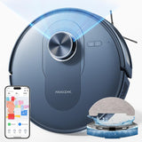 Proscenic Q8 Robot Aspirador con función de Limpieza, 4200 Pa, 200 min, Potente Robot de navegación láser con 5 Tarjetas, Control Mediante aplicación Alexa Siri IFTTT, para Suelos, alfombras, Pelo de