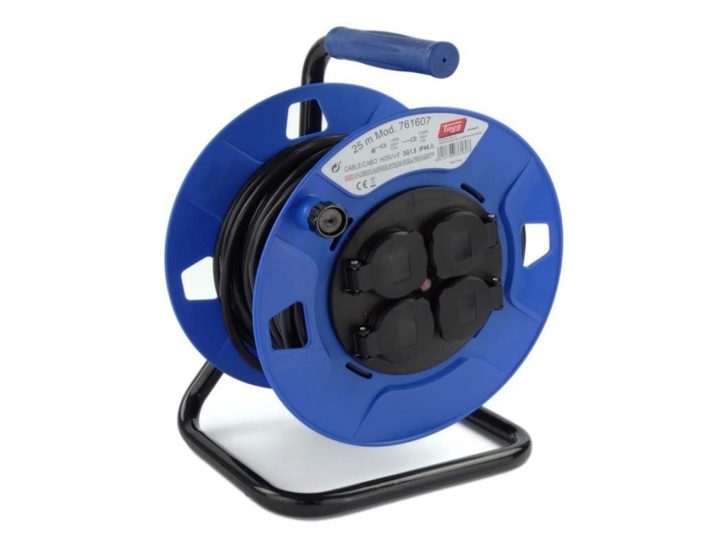 Tayg ENROLLACABLE 25M 3x1,5MM 3000W TAPA IP44 NEGRO