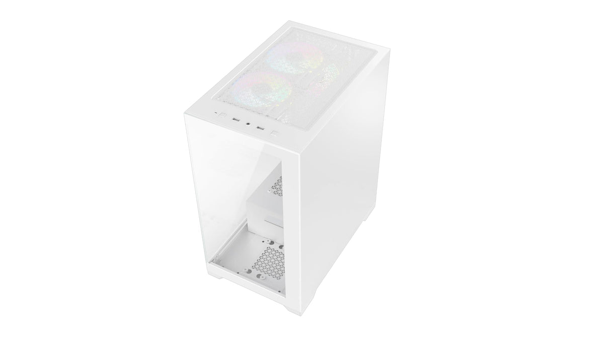 Vida Vetro - Carcasa Blanca ARGB para Juegos con Cristal Frontal y Lateral, ATX, 3 Ventiladores ARGB, 6 Puertos PWM ARGB