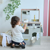Teamson Kids Cocina Infantil de Madera con huerto, Lavadora Verde, Horno, Fregadero y Accesorios para Juego simbólico en casa