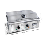 LITTLE BALANCE 8473 Aquitaine Pro Plus, Plancha eléctrica profesional, 2 zonas de cocción, tapa, 3500 W, fabricación francesa, todo acero inoxidable