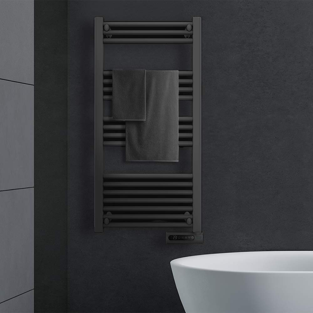 Cecotec Radiador Toallero Eléctrico Bajo Consumo ReadyWarm 9200 Smart Towel Black. 750 W, Pantalla LED, Control táctil, Temporizador, 3 Modos, Sistemas de Seguridad