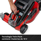 Einhell Cortacésped GE-CM 43 Li M Kit Power X-Change (36V, 43 cm ancho de corte, hasta 600 m², Brushless, función de mulching, 63L bolsa recolectora, con 2x 4,0 Ah baterías y 2x cargadores)