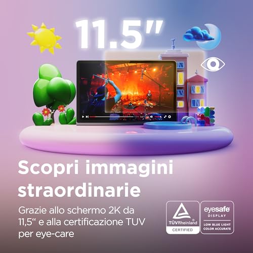 Lenovo Tab Plus, Pantalla 2K de 11,5" - (procesador MediaTek Helio G99, RAM de 8 GB, Memoria de 128 GB, WiFi, Tableta Android 13) - Luna Grey, Exclusiva de Amazon