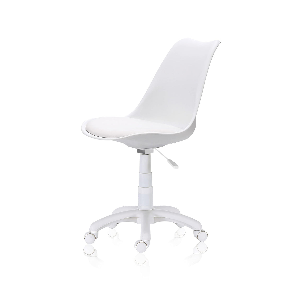 Lina Silla Giratoria para Estudio, Escritorio o Dormitorio, Acabado en Blanco, Medidas: 60 cm (Ancho) x 60 cm (Largo) x 79-89 cm (Alto)