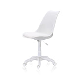 Lina Silla Giratoria para Estudio, Escritorio o Dormitorio, Acabado en Blanco, Medidas: 60 cm (Ancho) x 60 cm (Largo) x 79-89 cm (Alto)