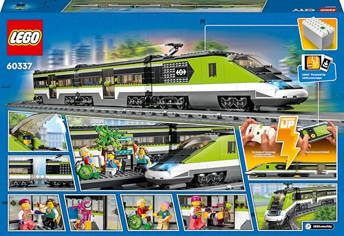 LEGO City Tren de Pasajeros de Alta Velocidad - Tren de Juguete Teledirigido - Luces, 2 Vagones, 24 Tramos de Vía y 6 Minifiguras - Regalo de Cumpleaños para Niños y Niñas de 7+ Años 60337