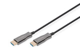 DIGITUS HDMI AOC Cable de fibra óptica híbrido - HDMI 2.0b - 20m - Ultra HD 4k/60Hz - canal Ethernet - HDR ARC HDCP 2.2 - compatible con TV/beamer/monitor - contactos chapados en oro - Negro