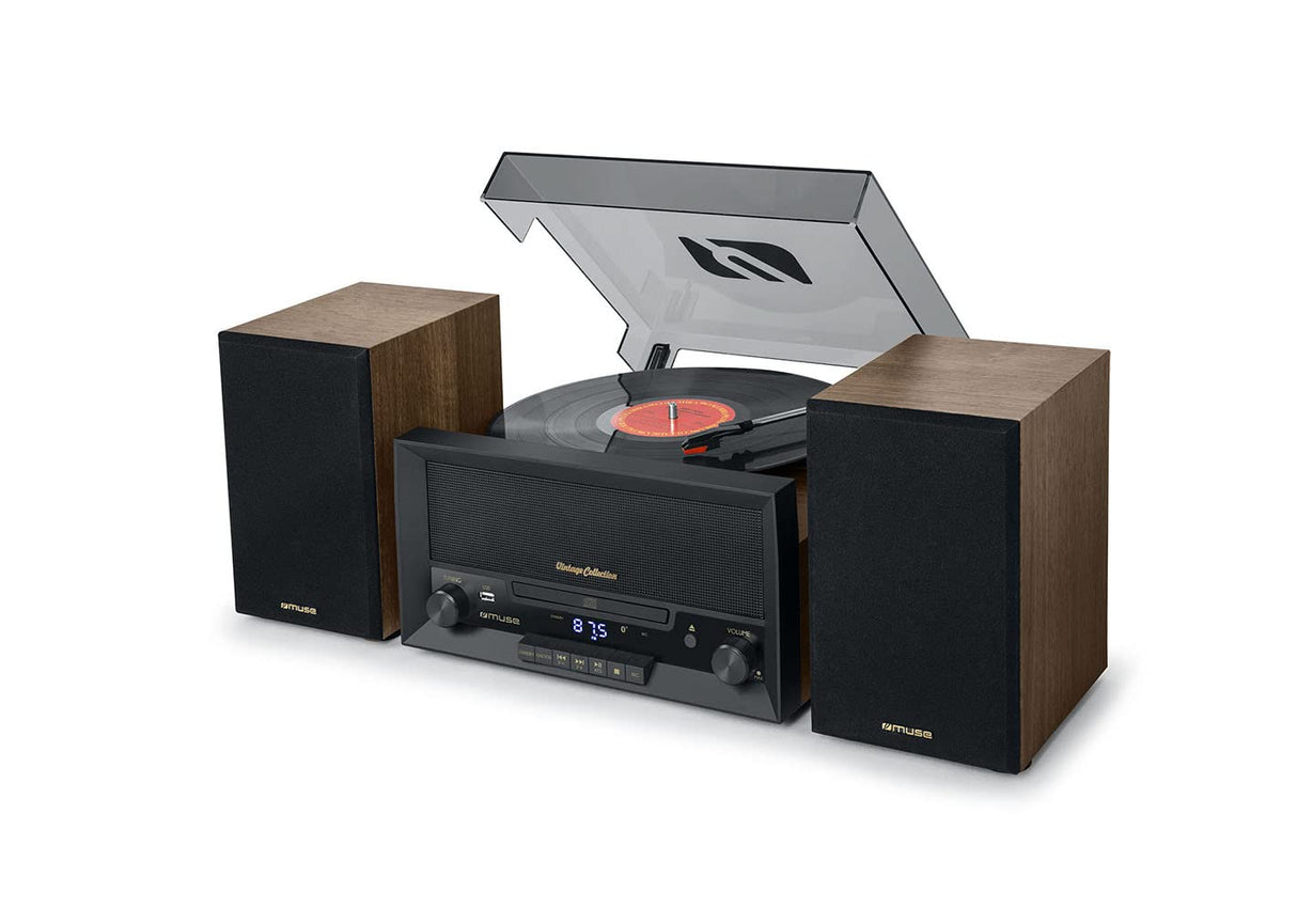 Muse MT-120 MB Microsistema estéreo con Altavoces, Madera/Negro