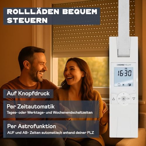 HOMEPILOT - RolloTron Premium Enrollador cinta eléctrico | Control conveniente persianas. Accesorio persianas Smart Home - ¡también apto instalaciones posteriores! Capacidad carga: 45 kg