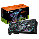Gigabyte AORUS GeForce RTX 5080 Master 16G Tarjeta Gráfica - 16GB GDDR7, 256 bits, PCI-E 5.0, 2805MHz Core Clock, 3 x DisplayPort, 1 x HDMI, GV-N5080AORUS M-16GD