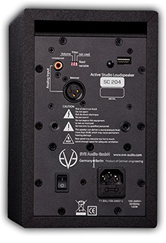 EVE audio SC204 Negro Altavoz - Altavoces (De 2 vías, 1.0 Canales, Alámbrico, 64-21000 Hz, Negro)