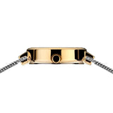 BERING 14426-010 Reloj solar para mujer con caja de acero inoxidable de 26 mm con acabado dorado y esfera blanca, correa milanesa, cristal de zafiro y resistencia al agua de 5 ATM