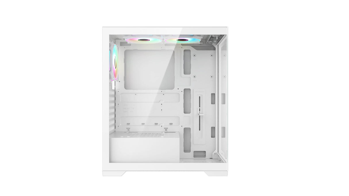 Vida Vetro - Carcasa Blanca ARGB para Juegos con Cristal Frontal y Lateral, ATX, 3 Ventiladores ARGB, 6 Puertos PWM ARGB