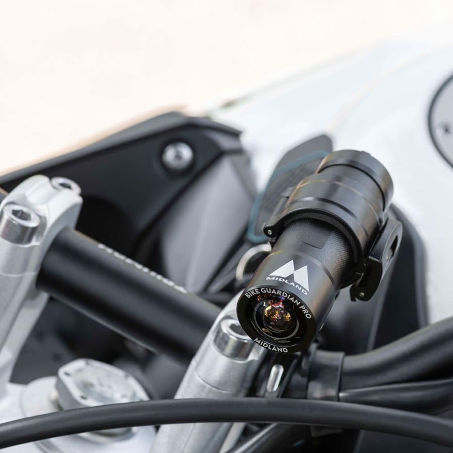 Midland - Bike Guardian PRO, Dashcam y Cámara Acción Moto 2K, Cámara Coche Grabadora y Moto con Sensor Sony, Estabilización Avanzada, Impermeable IP65, Streaming en Vivo, 2H Autonomía, Accesorios Moto
