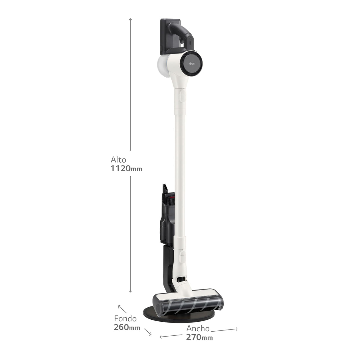 LG A9C-SLIM1C - Aspirador Escoba CordZero, Aspiradora con Sistema de Compresión de Polvo, Ciclónico, 150W Succión, Boquilla Varias Superficies, Base de Parking, 1.9 Kg, Blanco