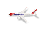 herpa Avión en Miniatura Edelweiss Air Airbus A350-900 – HB-IHF PIZ Bernina, a Escala 1:200, Pieza de colección, Modelo sin Base, plástico