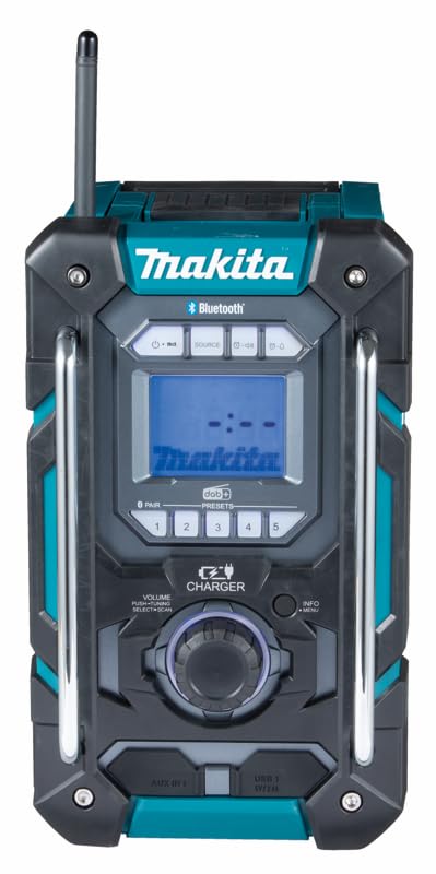 Makita DMR112 Battery Operated Construction Site Radio 7.2 V - 18 V with Dab+ and Bluetooth (Without Battery, Without Charger), Turquoise