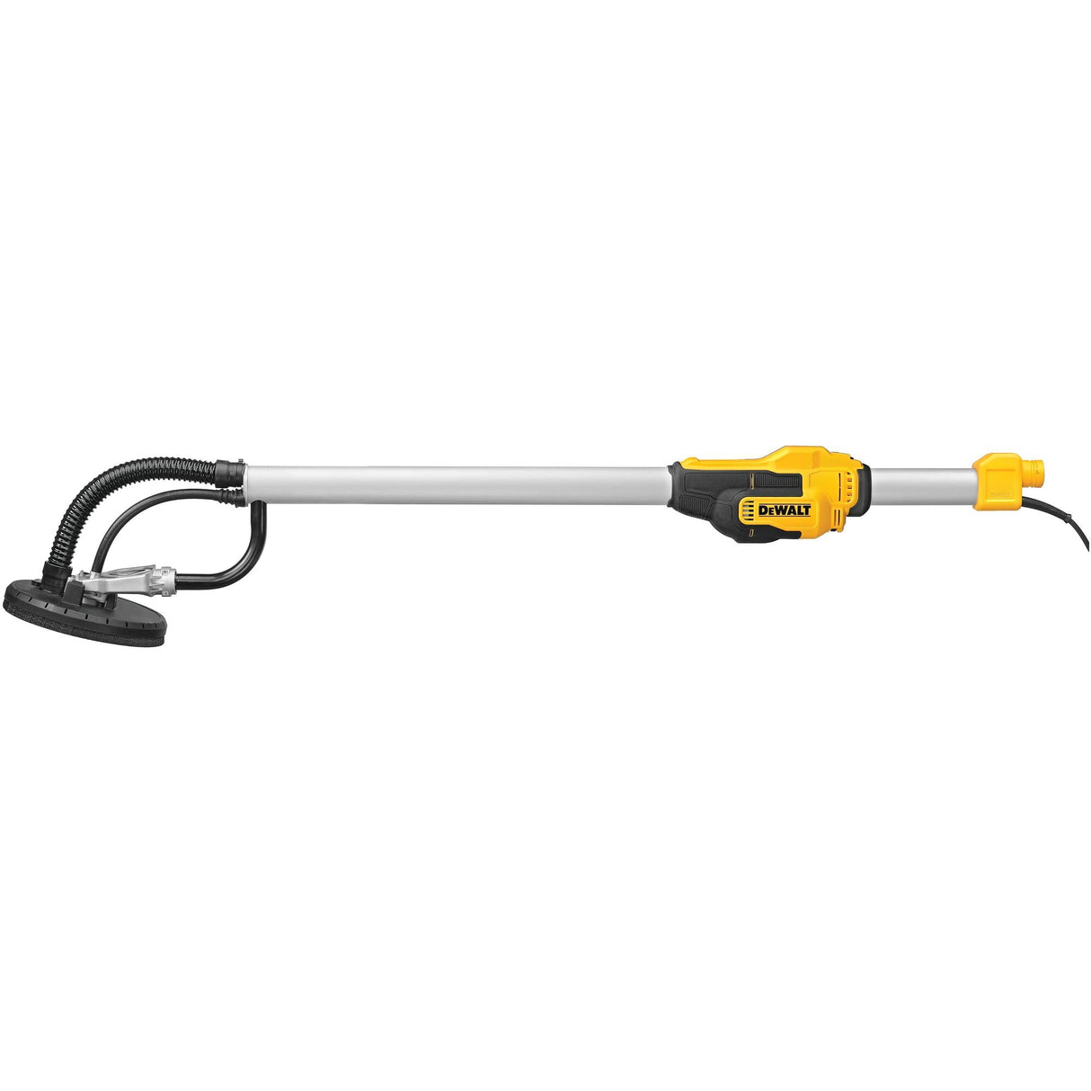 DEWALT DWE7800-QS - Lijadora de yeso 450W, Cabeza de lijado articulada, Plato de lijado de 225 mm, Longitud de trabajo de 1,6 m, Control variable de velocidad, Fijación de gancho y bucle y adaptador
