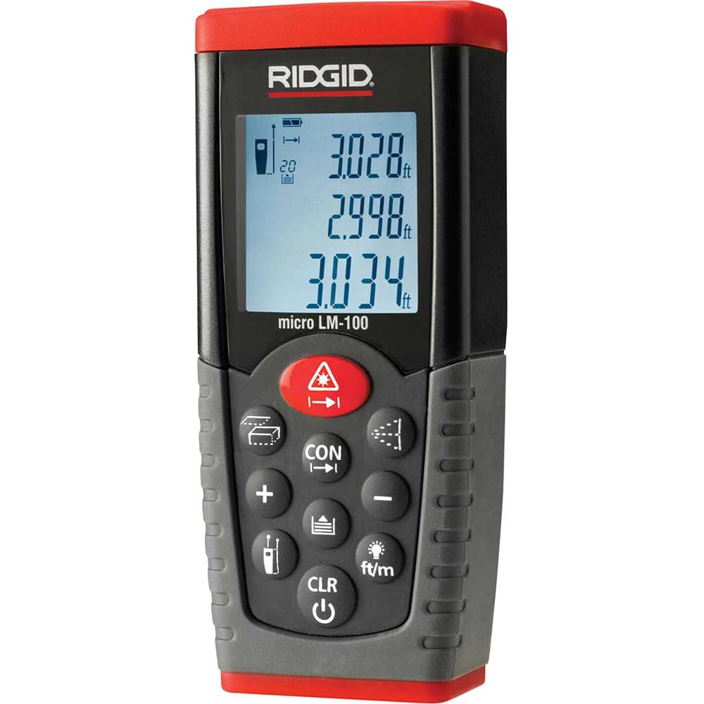 RIDGID 36158 Medidor láser de distancia micro LM-100, Medidor láser de distancia digital para lecturas rápidas y precisas de la temperatura de la superficie