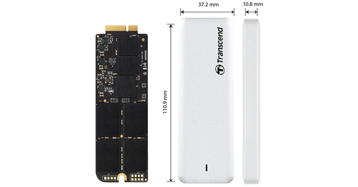 Transcend JetDrive 725 - Disco duro sólido interno SSD de 960 GB para MacBook Pro (Retina) de 15" y carcasa USB 3.0, color plateado