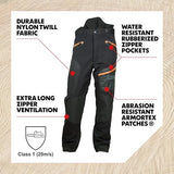 Oregon Pantalones de Seguridad Profesionales para Motosierra Fiordland, Protección Clase A, Pantalones de Trabajo para Hombre y Mujer, EPI Ajustable con Protección 20m/s EN ISO 11393-2 - Talla L