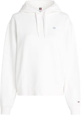Tommy Hilfiger Hoodie Mujer Contrast Flag Regular Fit, Blanco (Ecru), S