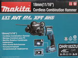 Makita Martillo combinado de batería DHR182ZU (sin batería, sin cargador, sin extracción de polvo)