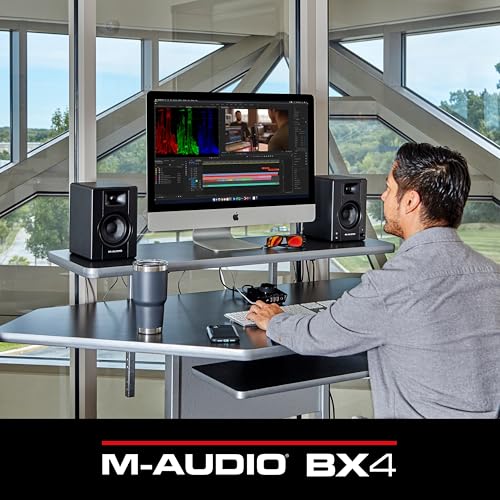 M-AUDIO BX4 Par 4.5" 120W Monitores de Estudio, Altavoces Autoamplificados para PC para videojuegos, producción musical, transmisiones en directo, podcast