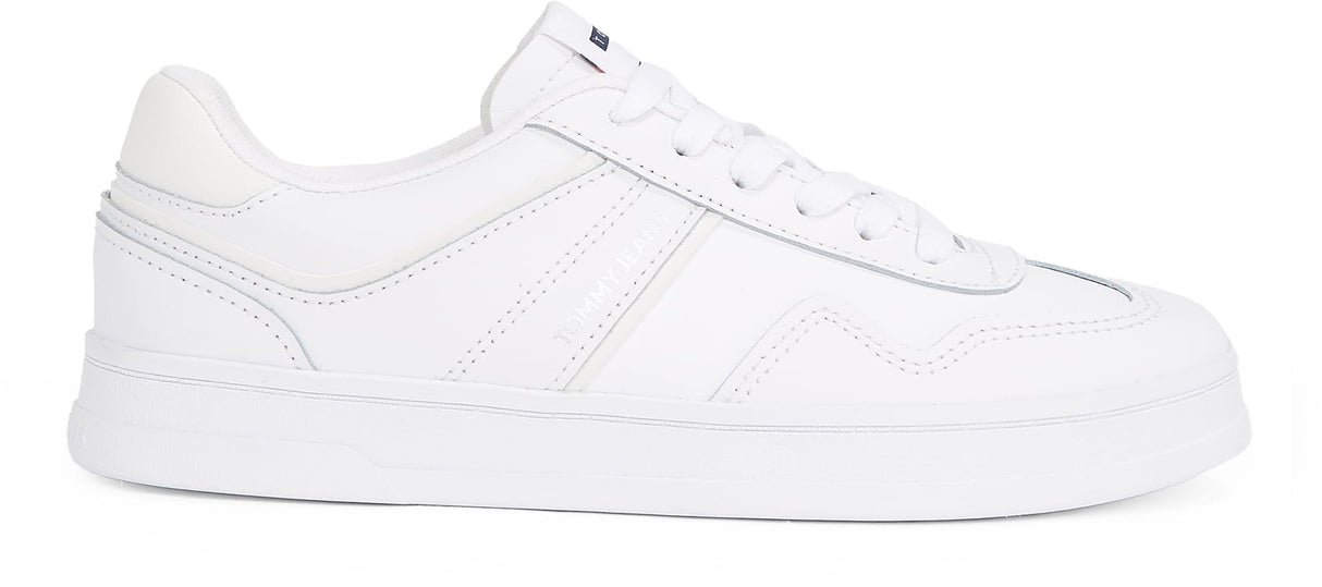 Tommy Jeans Low Profile Sneaker Mujer Greenwich Leather Elegante, Blanco (White), 37