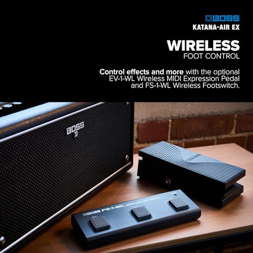 BOSS Katana-Air EX | Potente amplificador de sobremesa inalámbrico para guitarra, bajo, guitarra electroacústica y bajo electroacústico | Sonido estéreo con dos altavoces de cinco pulgadas