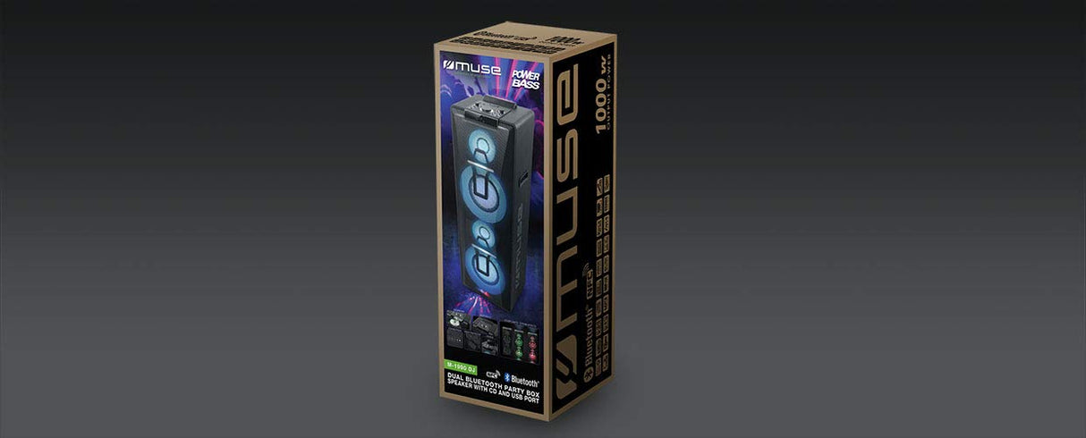 Altavoz Multimedia MUSE M-1990 DJ Bluetooth, USB, CD, Efectos Luz,1000W