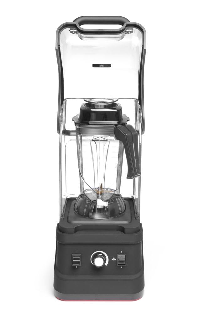 HENDI Batidora profesional con cubierta insonorizada, control manual, jarra de policarbonato resistente al calor y frío, velocidad variable, 230V, 1680W, 250x300x(H)540mm, ABS, acero inoxidable