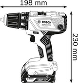 Bosch Professional 18V System GSR 18V-21 - Atornillador a batería (55 Nm, Ø máx. tornillo 10 mm, 2 baterías x 2,0 Ah, en L-BOXX)